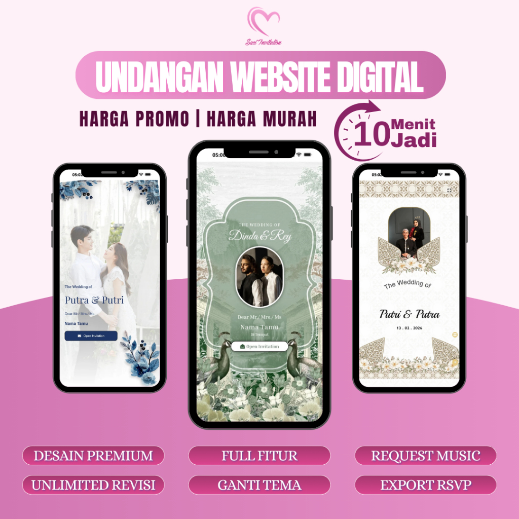 Undangan Digital Website Pernikahan | Foto - Tanpa Foto