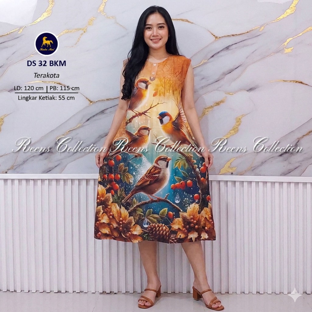 Batik Kuda Mas Daster 32 LD-120cm Batik Print | Daster Yukensi Di Bawah Lutut 3 Kancing Depan Busui