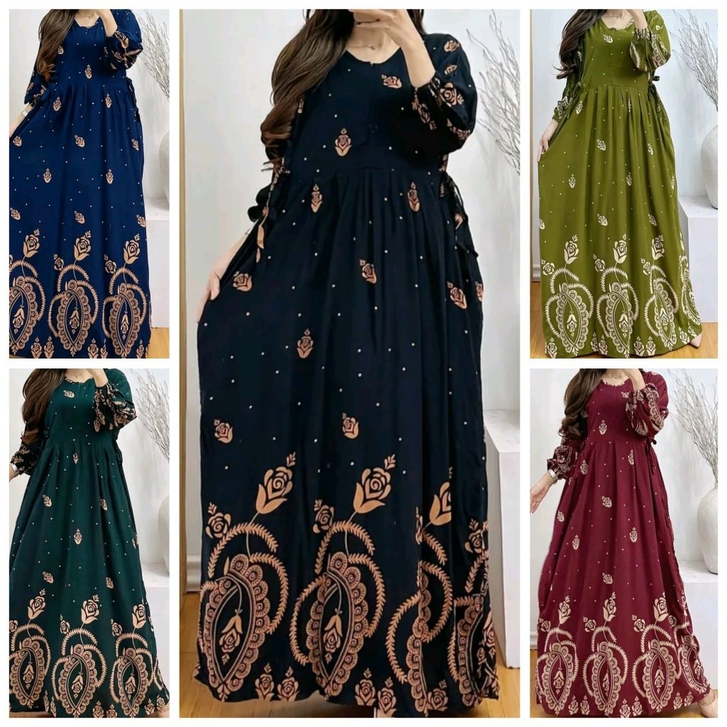 Gamis Chibi Dress Jumbo Lengan Panjang Balon Bahan Tebal Busui Friendly