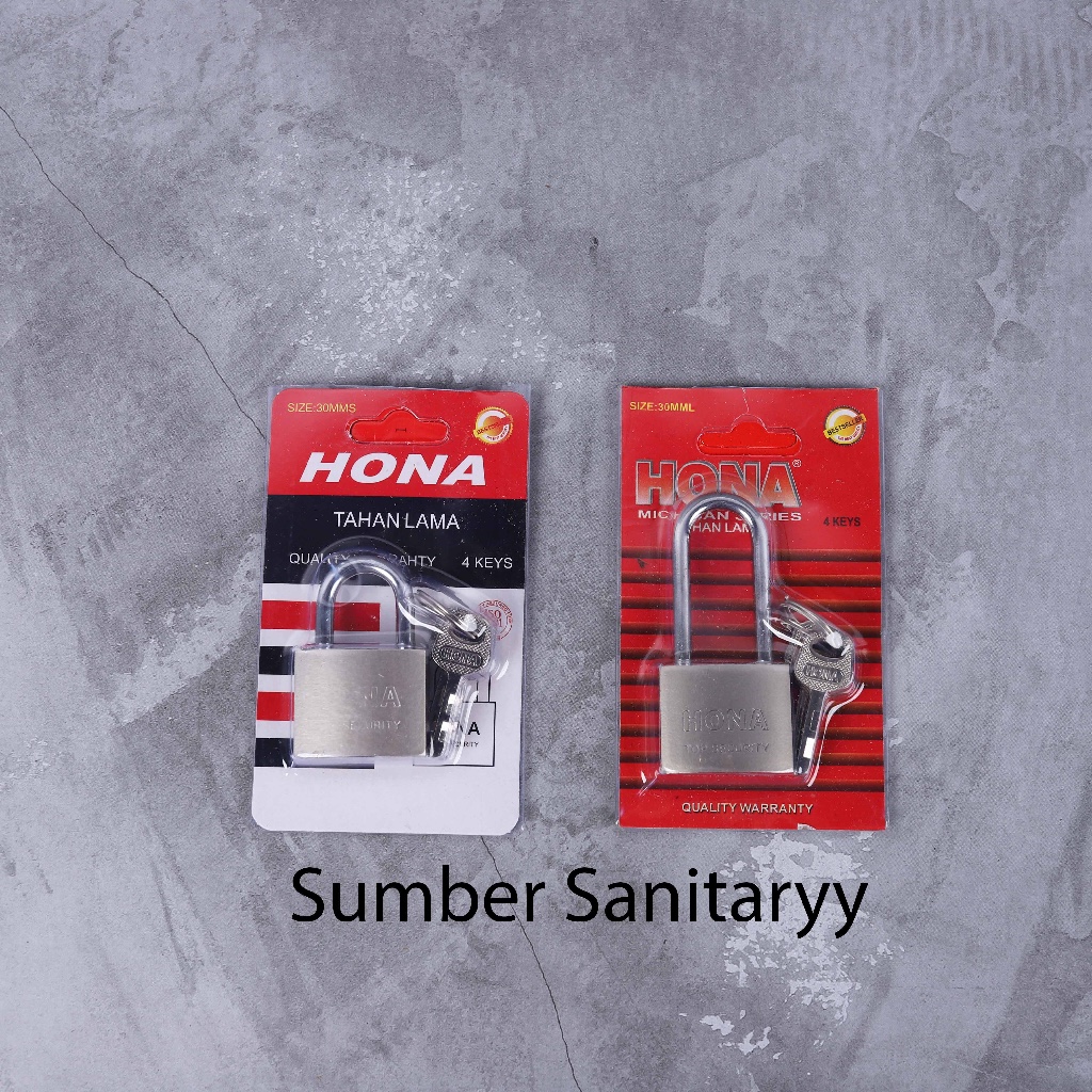 Gembok Hona 30mm Leher Panjang Pendek Kunci Komputer NON PER