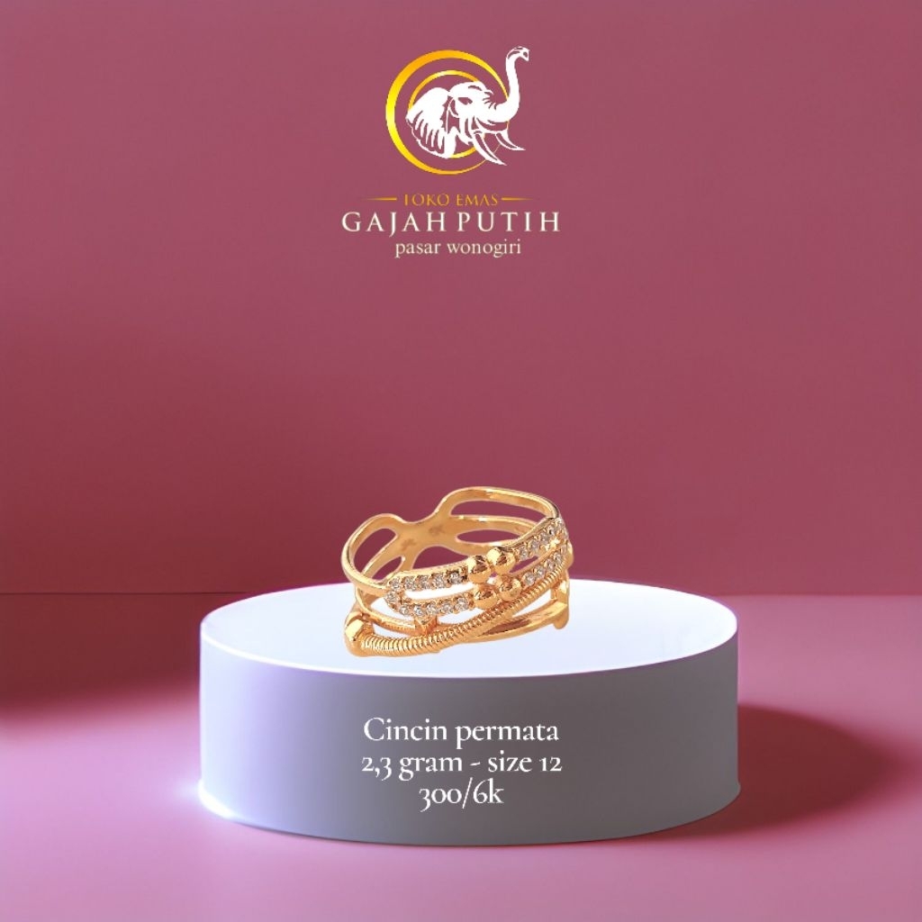 Cincin emas permata 2,3 gram