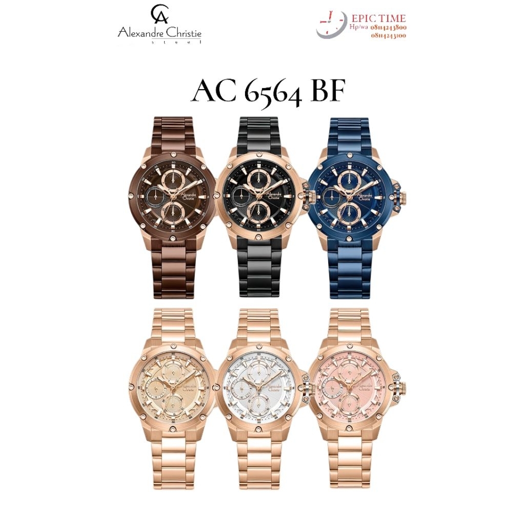 Jam Tangan Wanita Alexandre Christie 6564 AC6564 AC 6564 Tali Besi / Stainless steel
