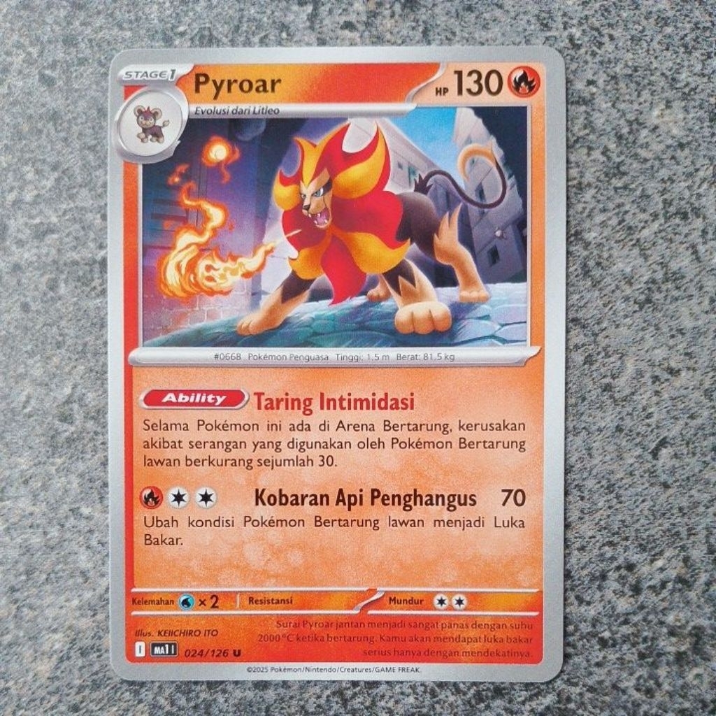 Kartu Card Pokemon Indonesia TCG Pyroar 024/126 MA1 Evolusi Mega