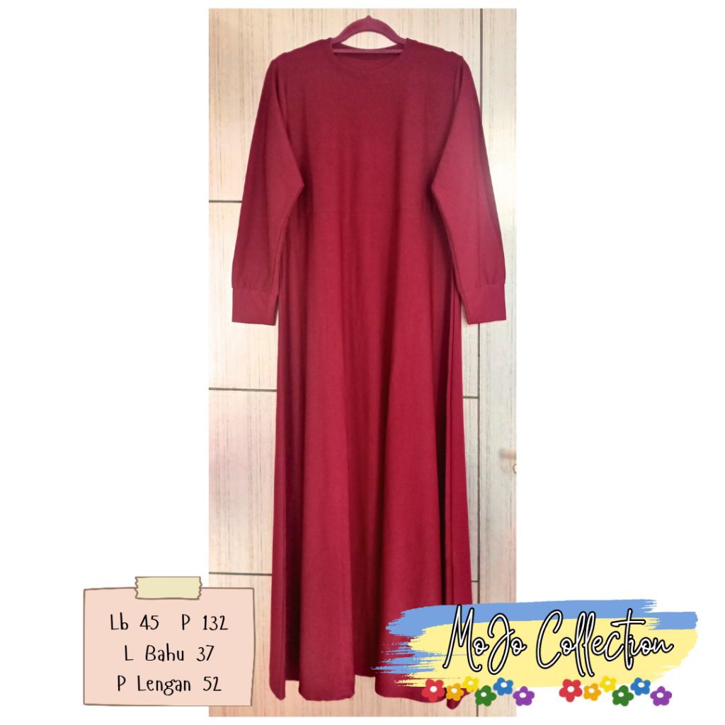 Inner dress Maroon Polos jersey tebal | Dress muslim jersey merah | Inner dress Maroon | Preloved Mu