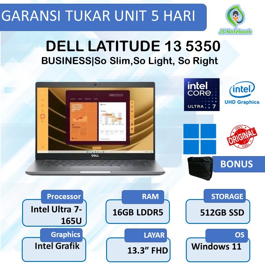 DELL LATITUDE 13 5350 ULTRA 7 165U 16GB 512GB W11PRO 13.3FHD