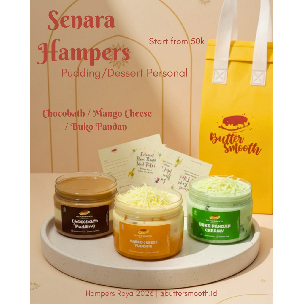 Paket Pudding Jar By BUTTERSMOOTH Buko Pandan ChocoBath dan Mango Cheese Pudding