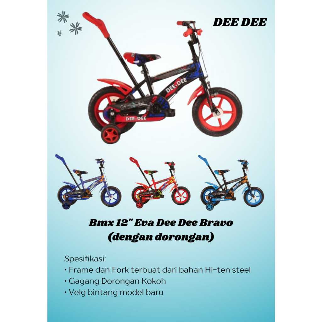 sepeda anak bmx 12 inch dee dee bravo stir dorongan