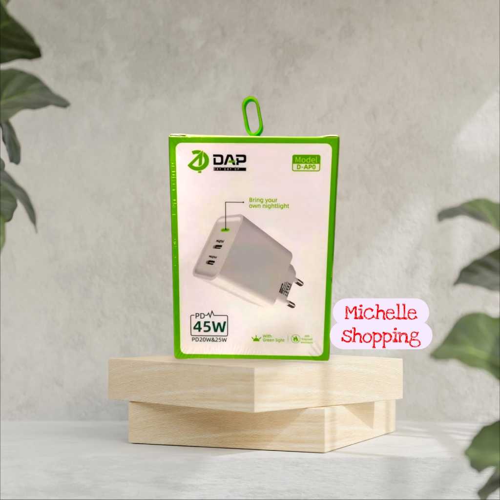 BATOK DAP D-AP0 2 PORT TYPE C KEPALA CHARGER DAP D-AP0 45W 2 PORT TYPE C ORIGINAL