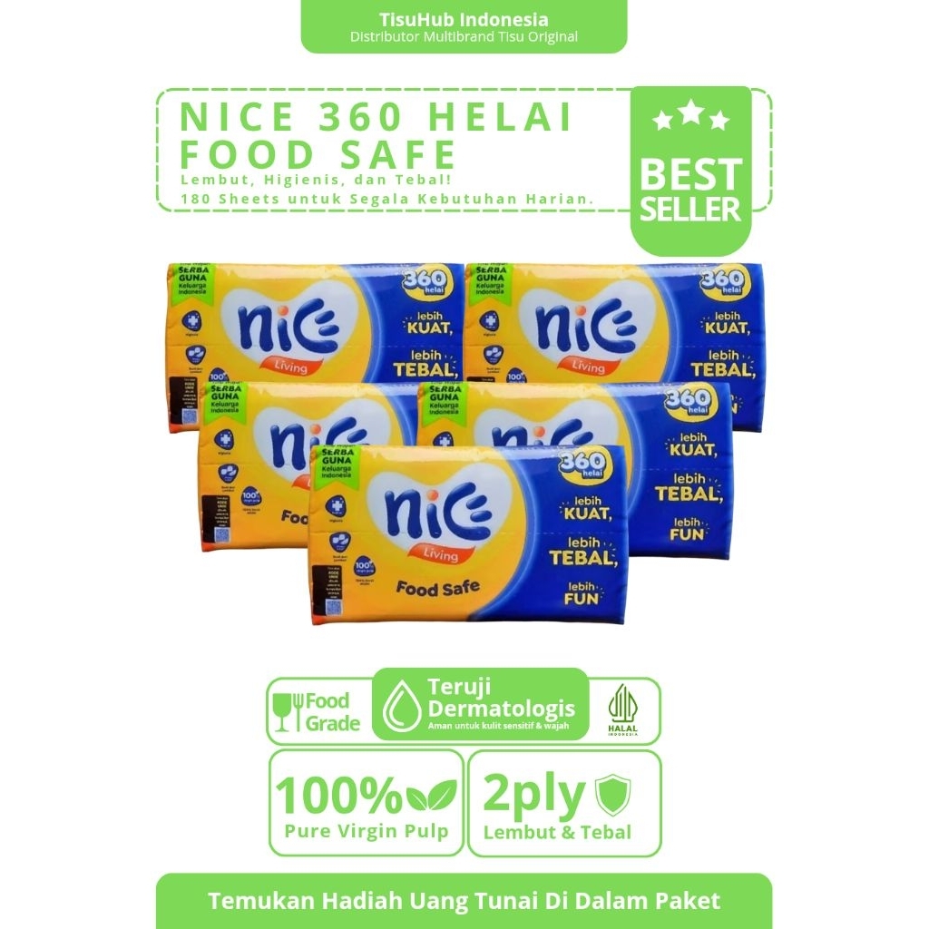Tisu Nice 360 Helai 5pcs | Paket Hemat | Grosir Tisu Murah
