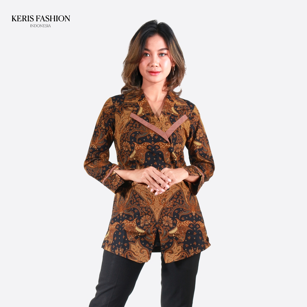 Keris Gallery Blouse Batik Wanita Lengan Panjang Motif Ukel Gurdo Alit