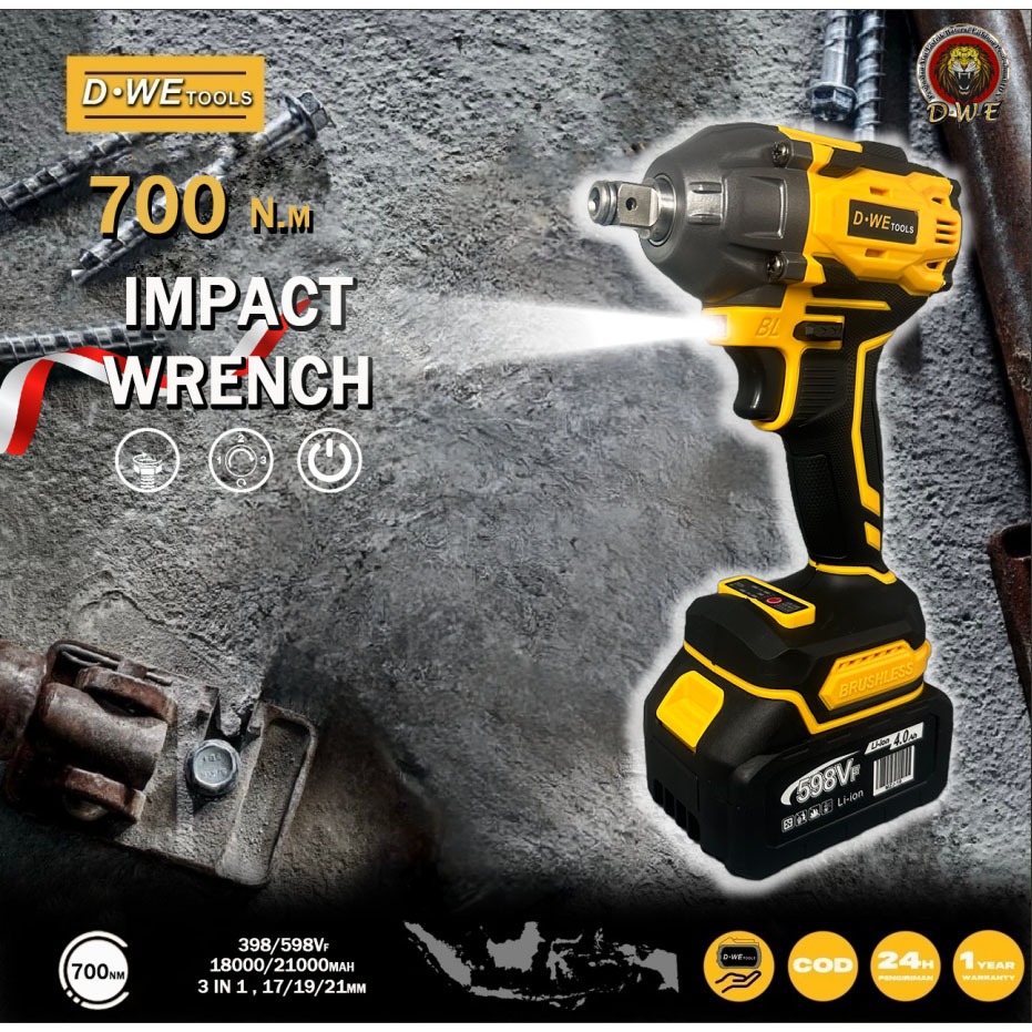 DWE 700N.M cordless impact impact cordless mesin impact bor impact baterai impact wrench impactbater