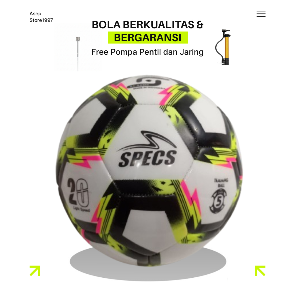 Bola Sepak Specs Size 5 Free Pompa Outdoor Ball Jahit Premium