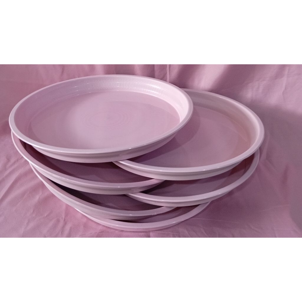 6 PCS NAMPAN PLASTIK BULAT PINK POLOS MURAH MERIAH