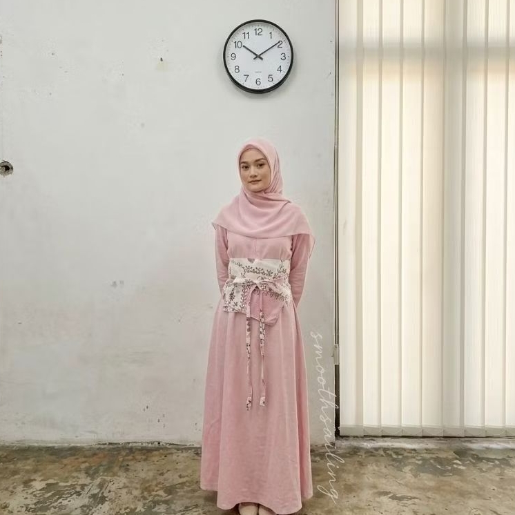 Obi Belt Ikat - Batik Floral - Putih Pink Kembang