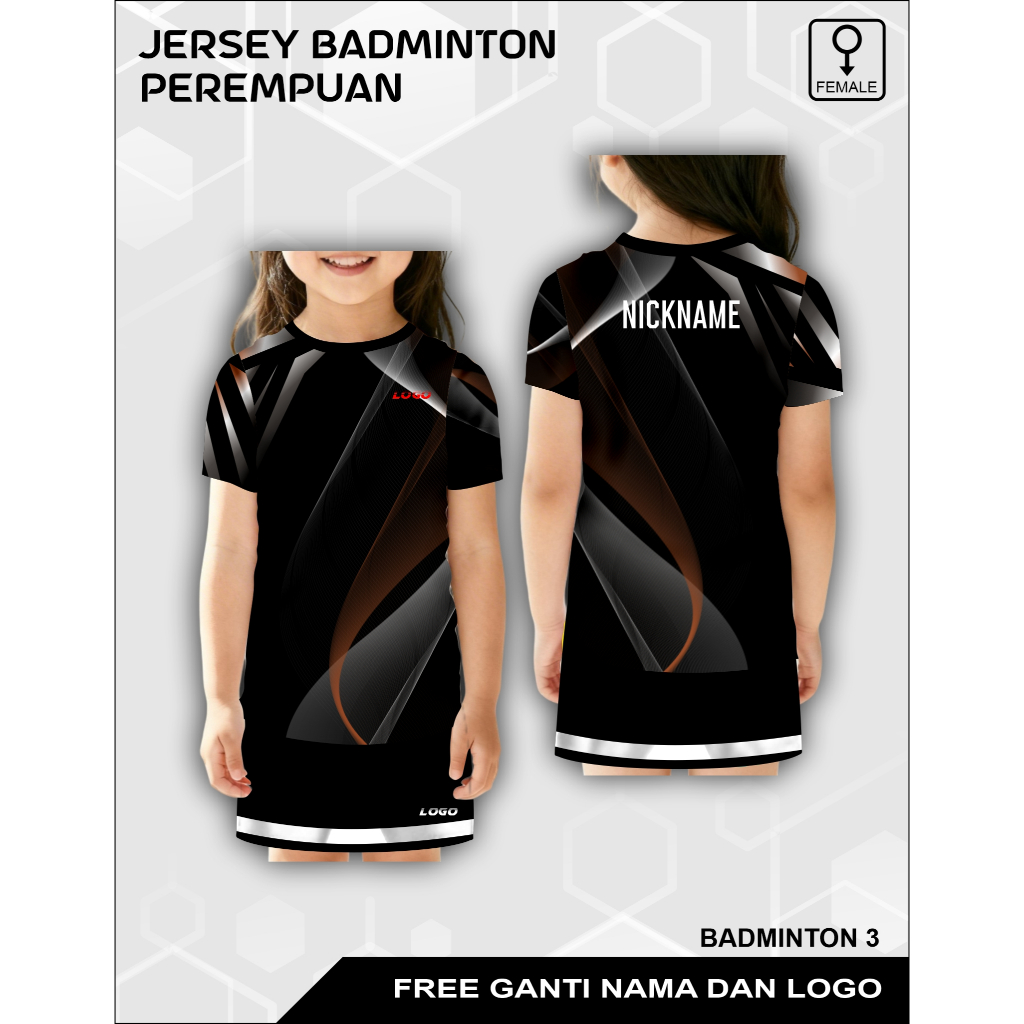 Setelan rok Kaos badminton anak perempuan baju atasan olah raga bulu tangkis