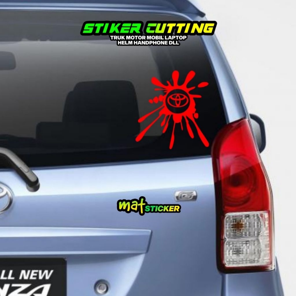 STIKER KACA BELAKANG MOBIL LOGO TOYOTA 2 STICKER CUTTING