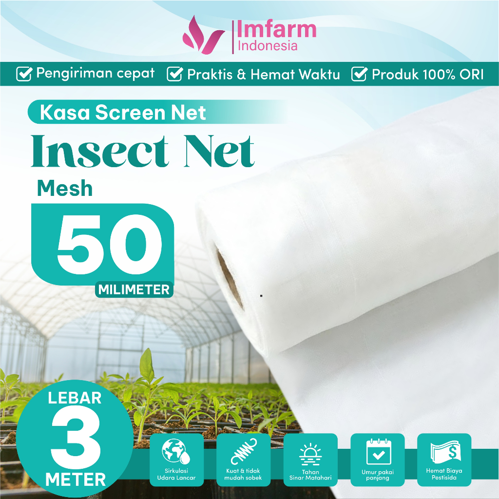 PROMO  Lebar 3 meter, INSECT net / Kasa ( PUTIH&HIJAU )