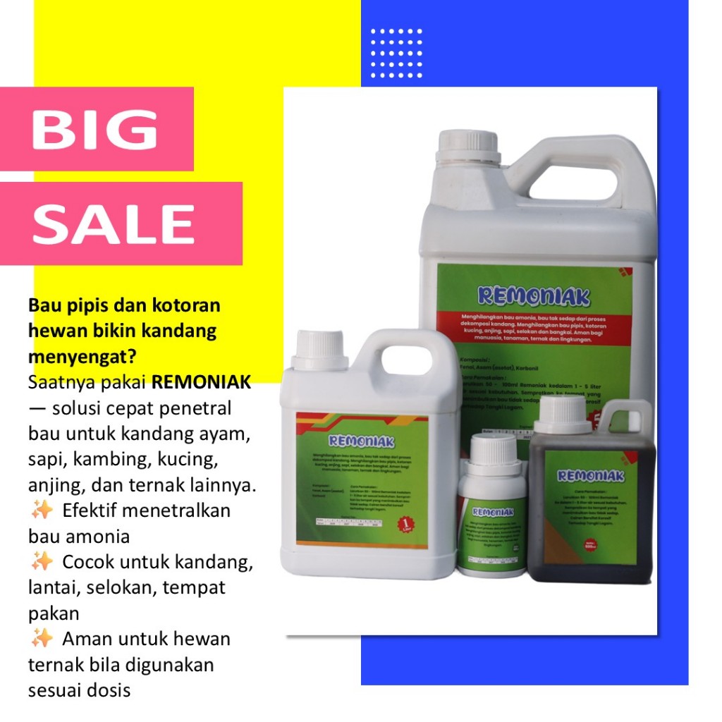 Bioclin Penghilang Bau Amoniak Kandang  Remoniak 5L Efektif