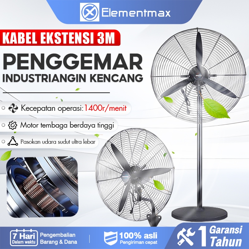 Elementmax Kipas Angin Dinding 20/26/30 inch Kipas Lantai, Kipas Industri Kipas Angin Stand Fan Tiga