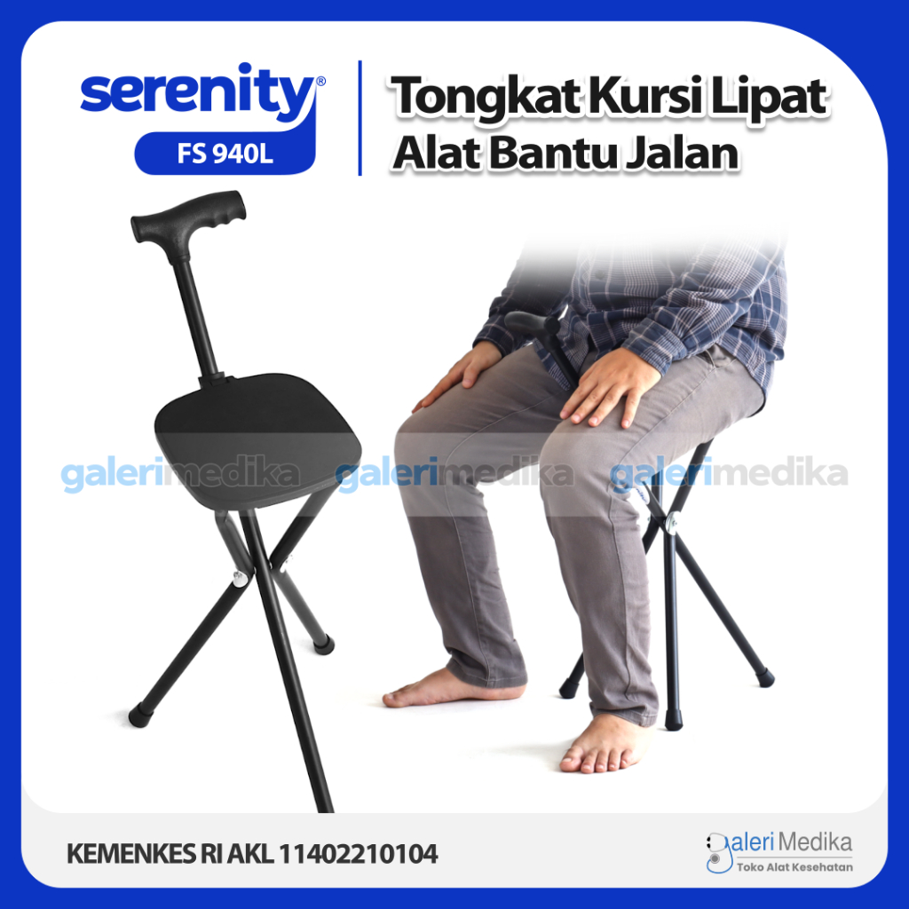 Onemed Tongkat Kursi Lipat - Tongkat Orang Tua