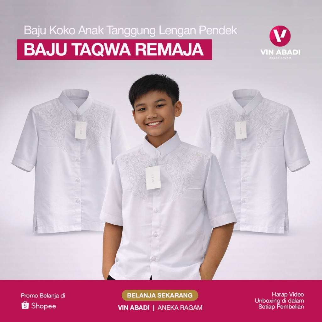 Baju Koko Anak Tanggung / Lengan Pendek / Putih