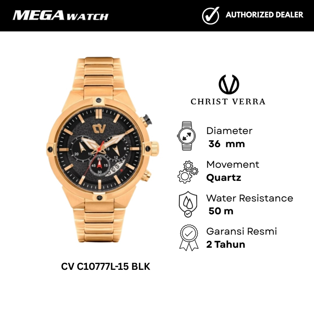 Jam Tangan CHRIST VERRA CHRIST VERRA Wanita Original CV C10777L-15 BLK