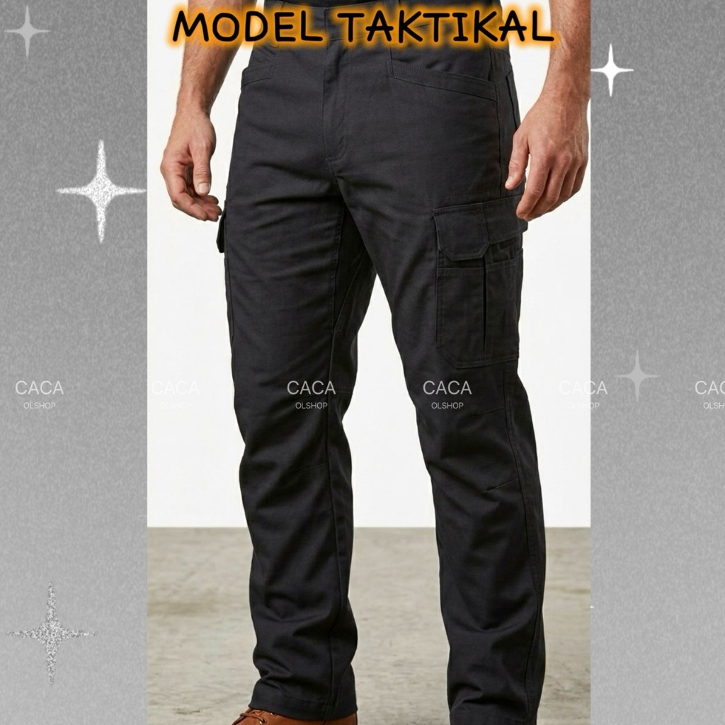 ORIGINAL JATAH  Celana PDL MODEL TACTICAL Brimob Polri HITAM Cotton Street Style Kerja BAHAN HALUS L