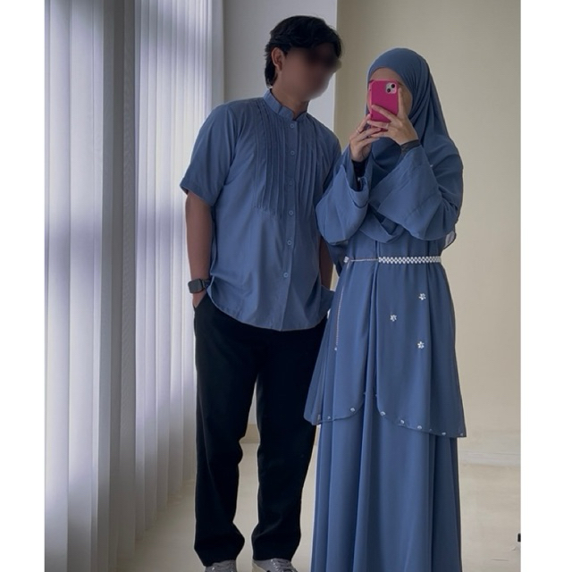 AISH SERIES COUPLE abaya basic couple/ Sarimbit/gamis lebaran / abaya lebaran couple/ Abaya maroon /