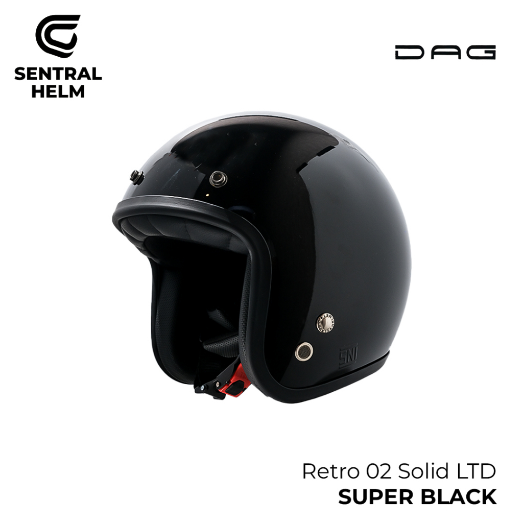 SENTRAL Helm Bogo Retro 02 SOLID LTD Classic Half Face Retro Style SNI Helm Motor