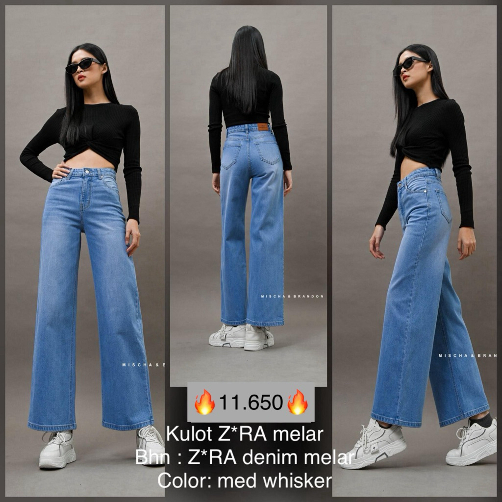 Kulot Z*ra Jeans Wanita Medium Whisker  Bahan Z*ra Denim Melar Nyaman Dipakai Mischa & Brandon Jeans