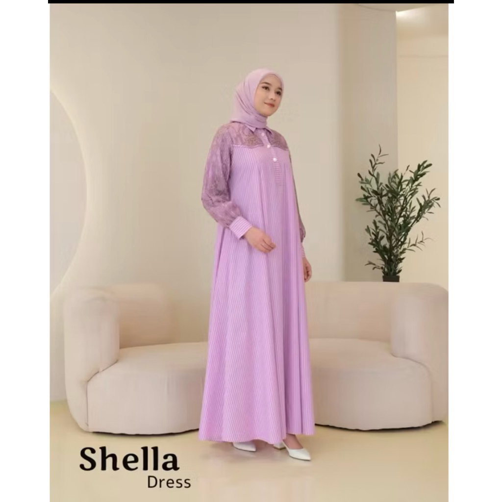 GAMIS BRUKAT MEWAH KATUN JEPANG SALUR KOMBINASI BRUKAT CANTIK PADA LENGAN DAN DADA UNTUK TAMPILAN ME