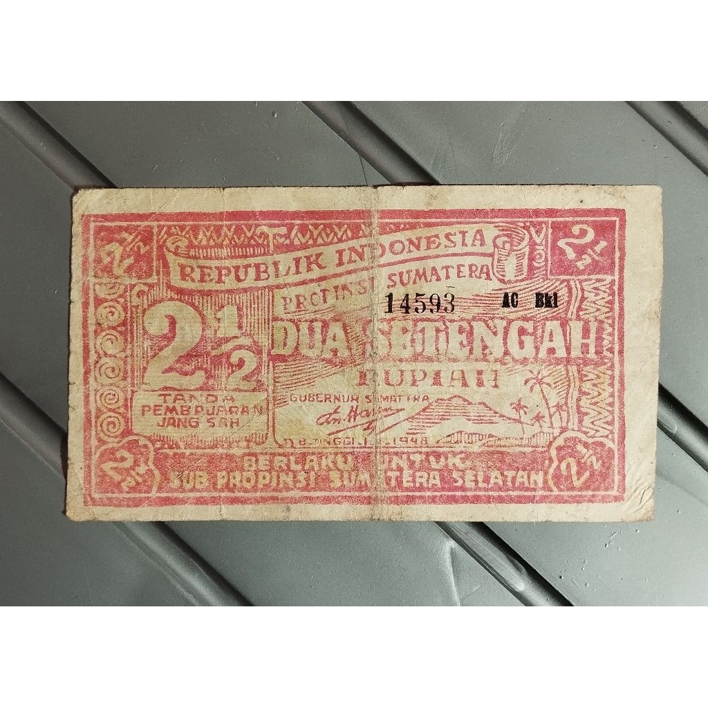 25 Rp Orida uang darurat daerah Sumatera Selatan thn 1948 original ASLI