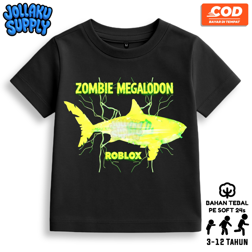 Kaos Anak Megalodon Zombie Fish It Roblox - Baju Atasan Anak Fish It Roblox