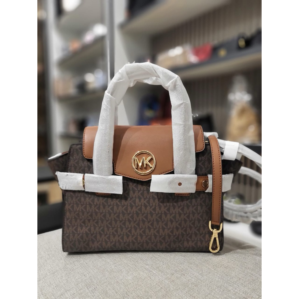 Mk Carmen MD flap satchel brown