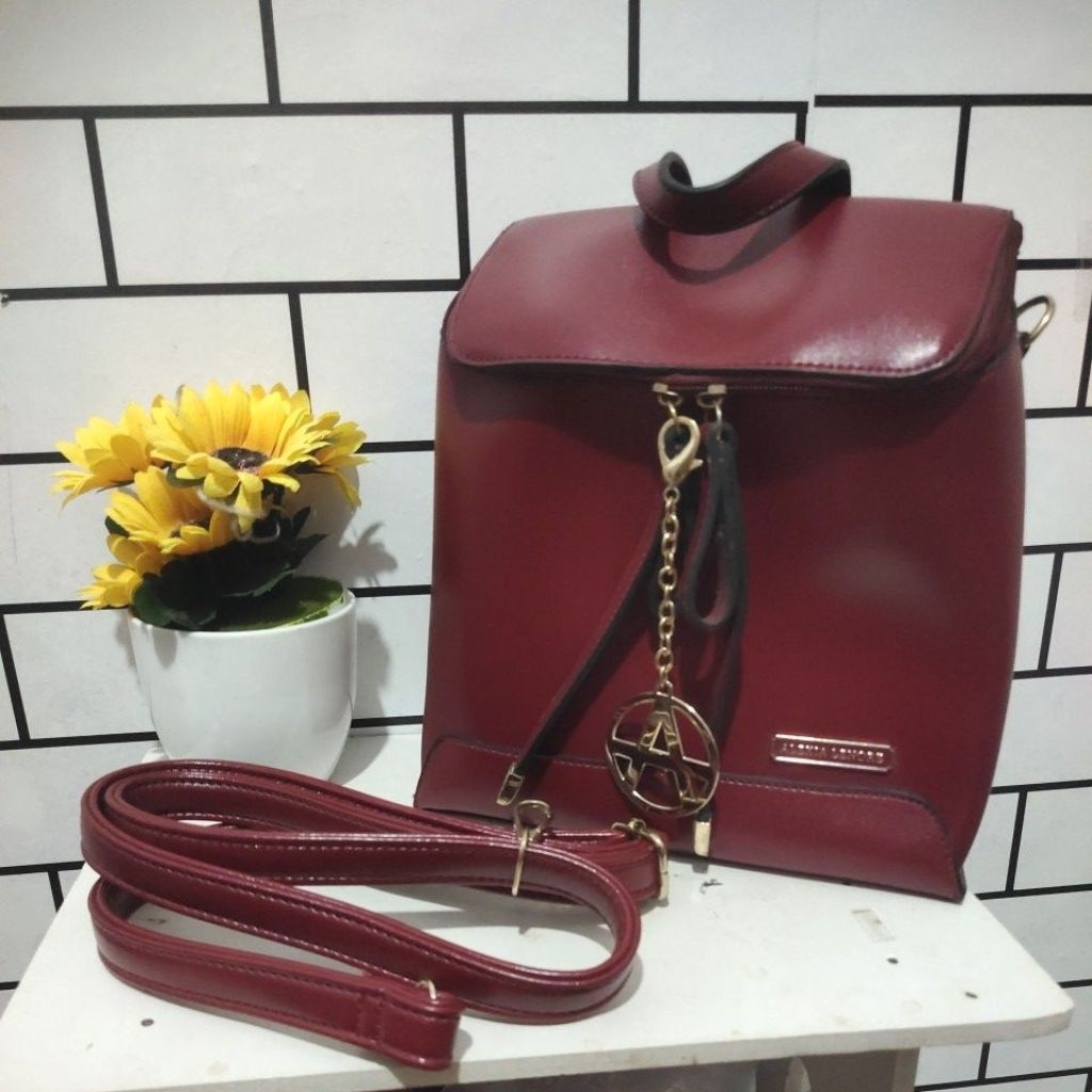 TAS RANSELL ALEXIA LENORE ( NEW ) BAHAN TEBAL BGT WARNA MAROON
