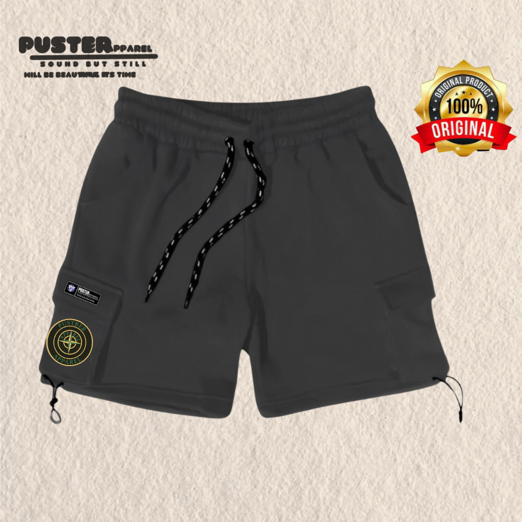 Celana Pendek Fleece Bahan Lembut Adem Santai Stone Island Bahan Flece Lembut Adem Original