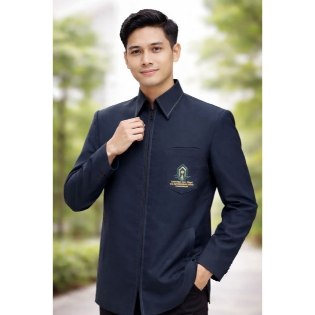 jasket pria semi woll kombinasi benang smock