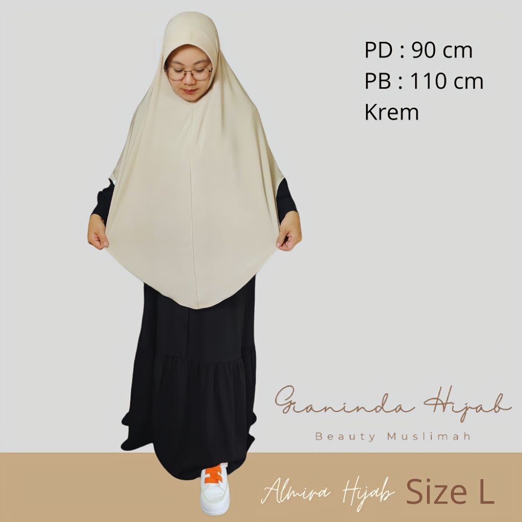 Almira Hijab - Khimar Bergo Hijab Syar'i Jumbo Size L Bahan Jersey Premium