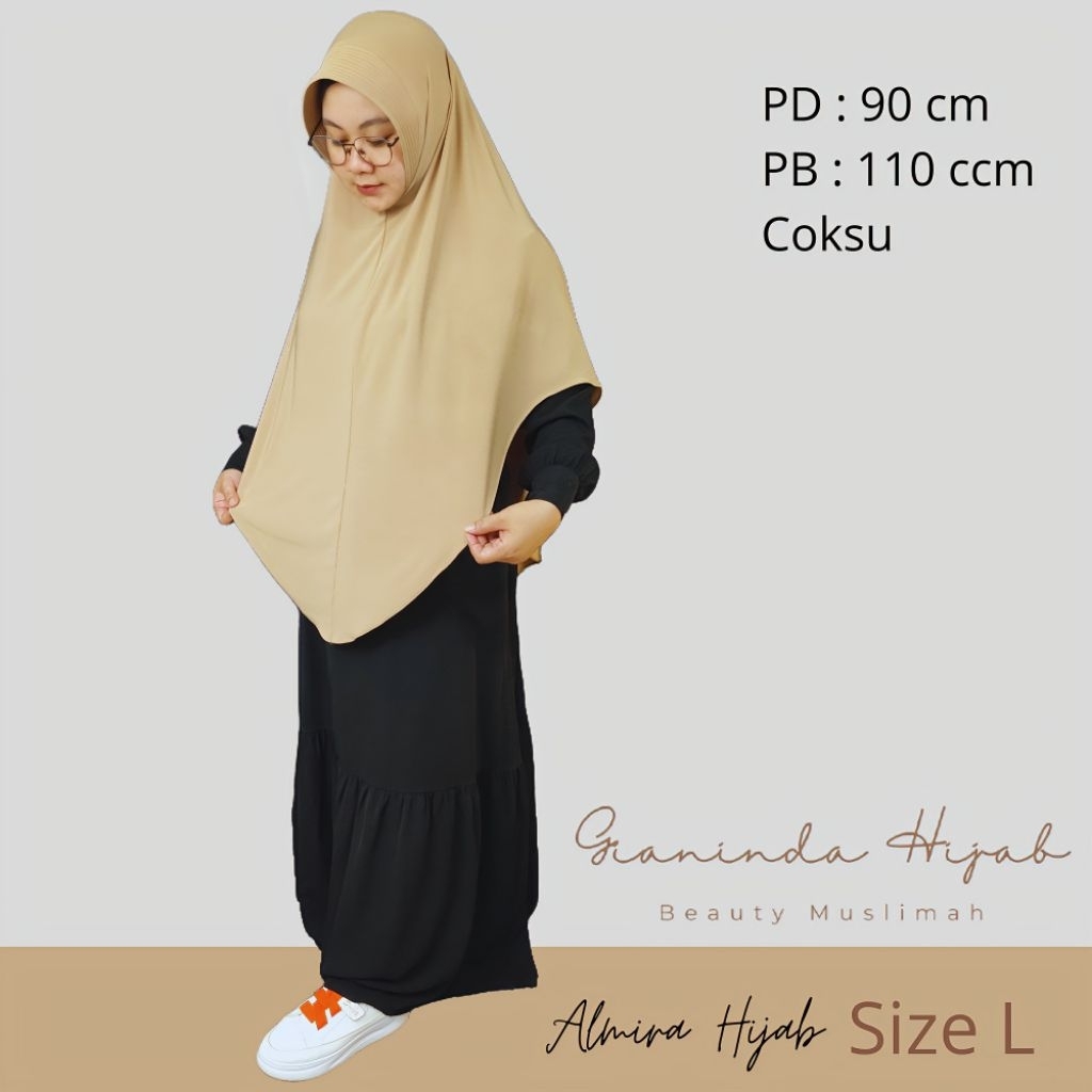 Almira Hijab - Daily Khimar Bergo Hijab Instan Jumbo Syar'i  Bahan Jersey Korea Premium