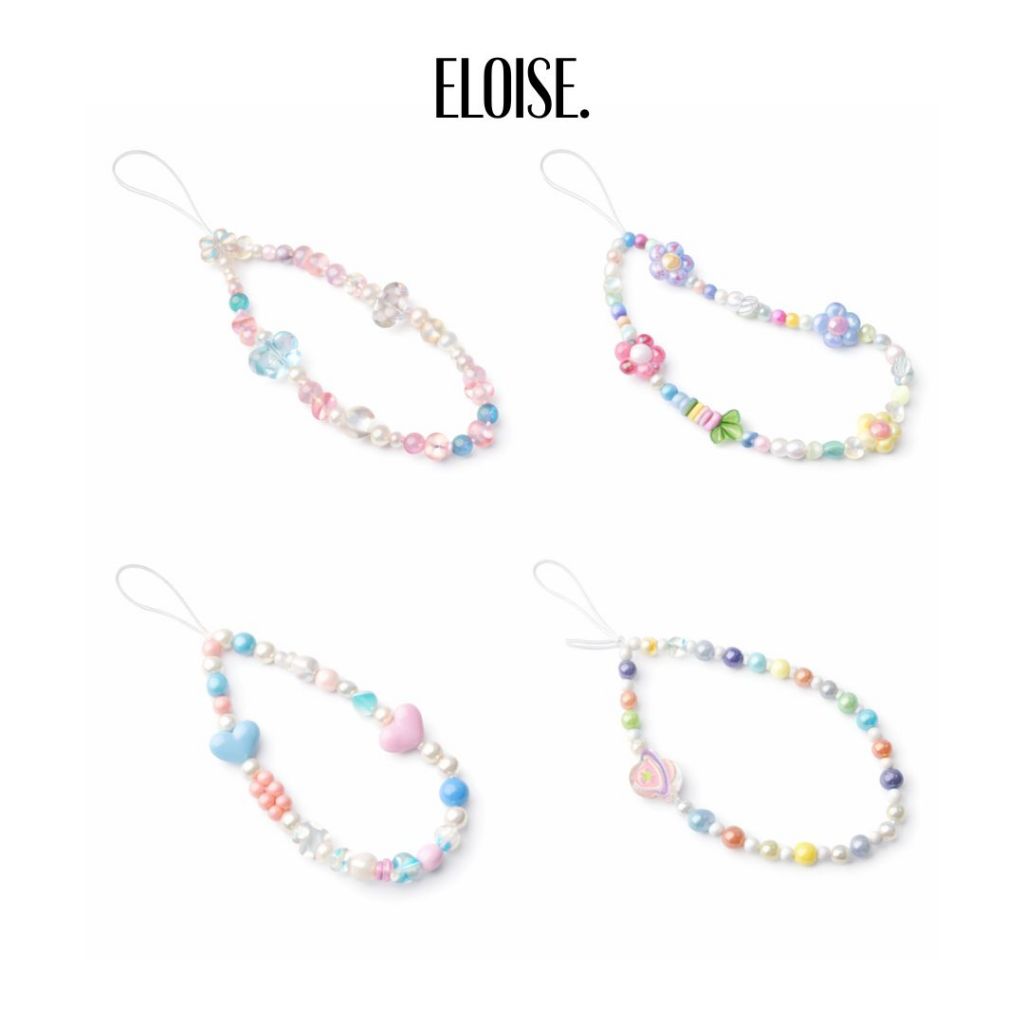 ELOISE - Gantungan Kunci Gantungan Tas HP Korean Manik Manik Strap HP Tali Gantungan Kamera