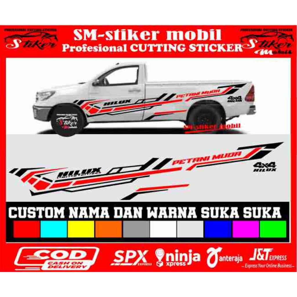promo 1set kanan kiri stiker mobil hilux single cabin doble cabin triton strada hilux rangga