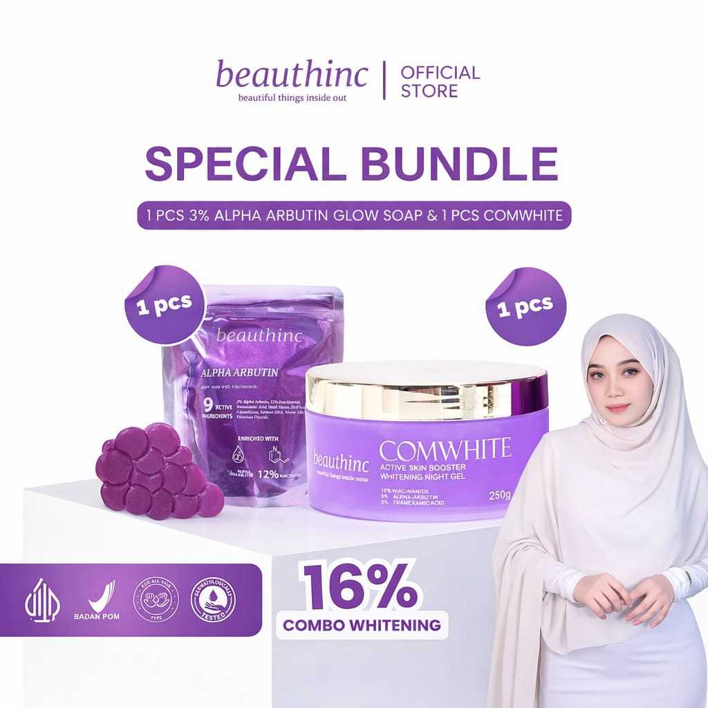 BEAUTHINC - Paket Bundling Sabun + HB Dosting Whitening Night Gel