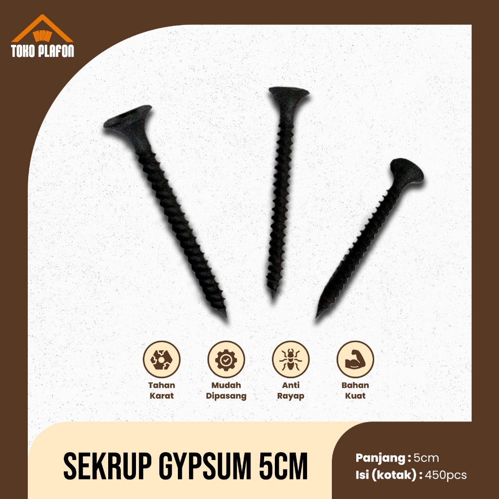 Sekrup Gypsum Panjang 5cm 1 Box