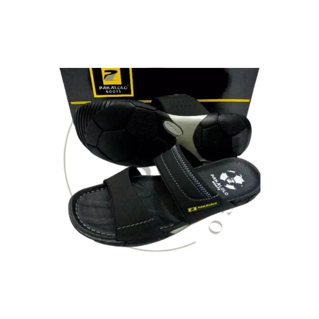 Sandal Kulit Pria Pakalolo Model Selop Hitam, Desain Stylis, Nyaman Dipakai, Tersedia Beberapa Ukura