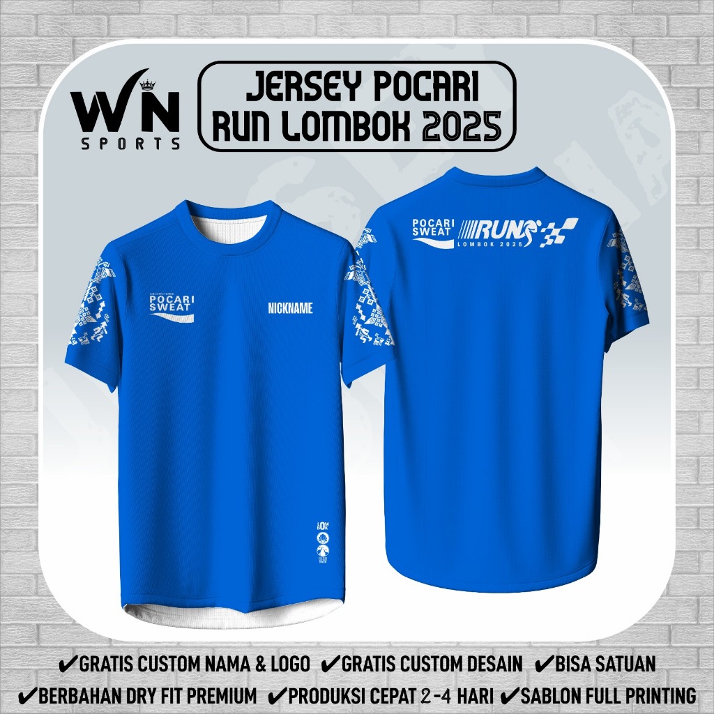 Jersey Running Pocari Sweat Run Lombok 2025 – Baju Lari Dryfit Pria Wanita Full Printing | Kaos Even