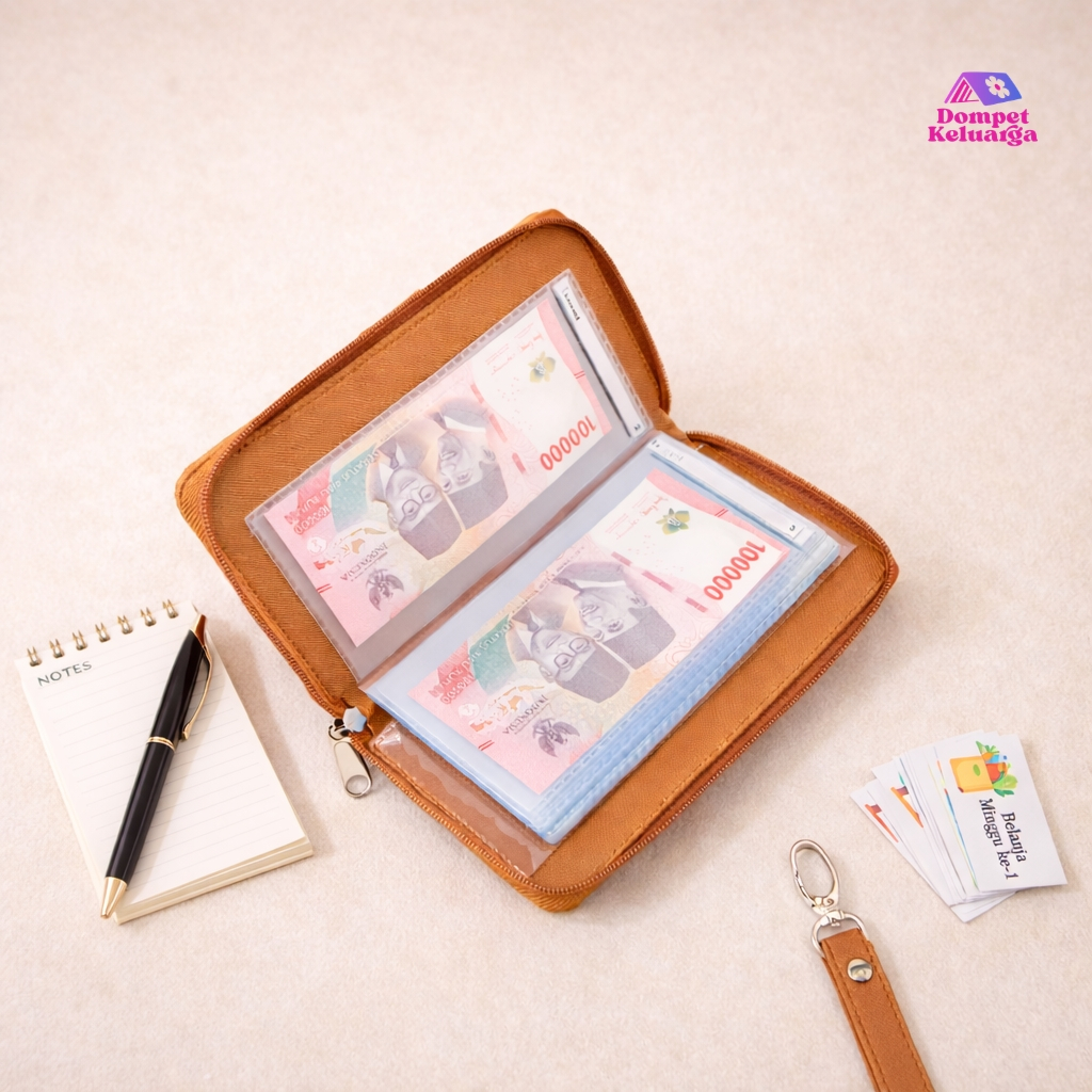 Dompet Keluarga - Dompet Budgeting Pengatur Keuangan Bulanan Keluarga Wallet Organizer Mily - Tan
