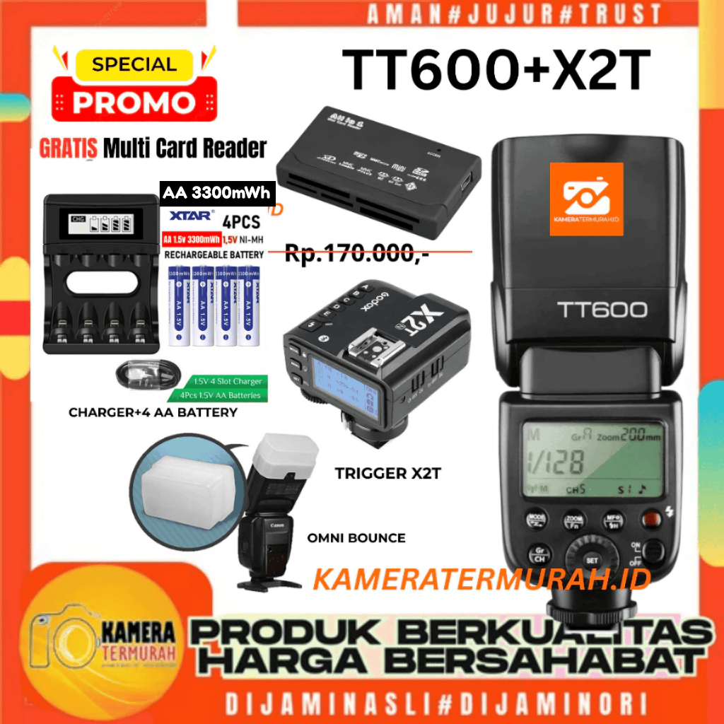 Speedlite Flash Godox TT600 TT 600 Universal + Trigger Godox Canon NiKon Sony Fuji Plus Diffuser