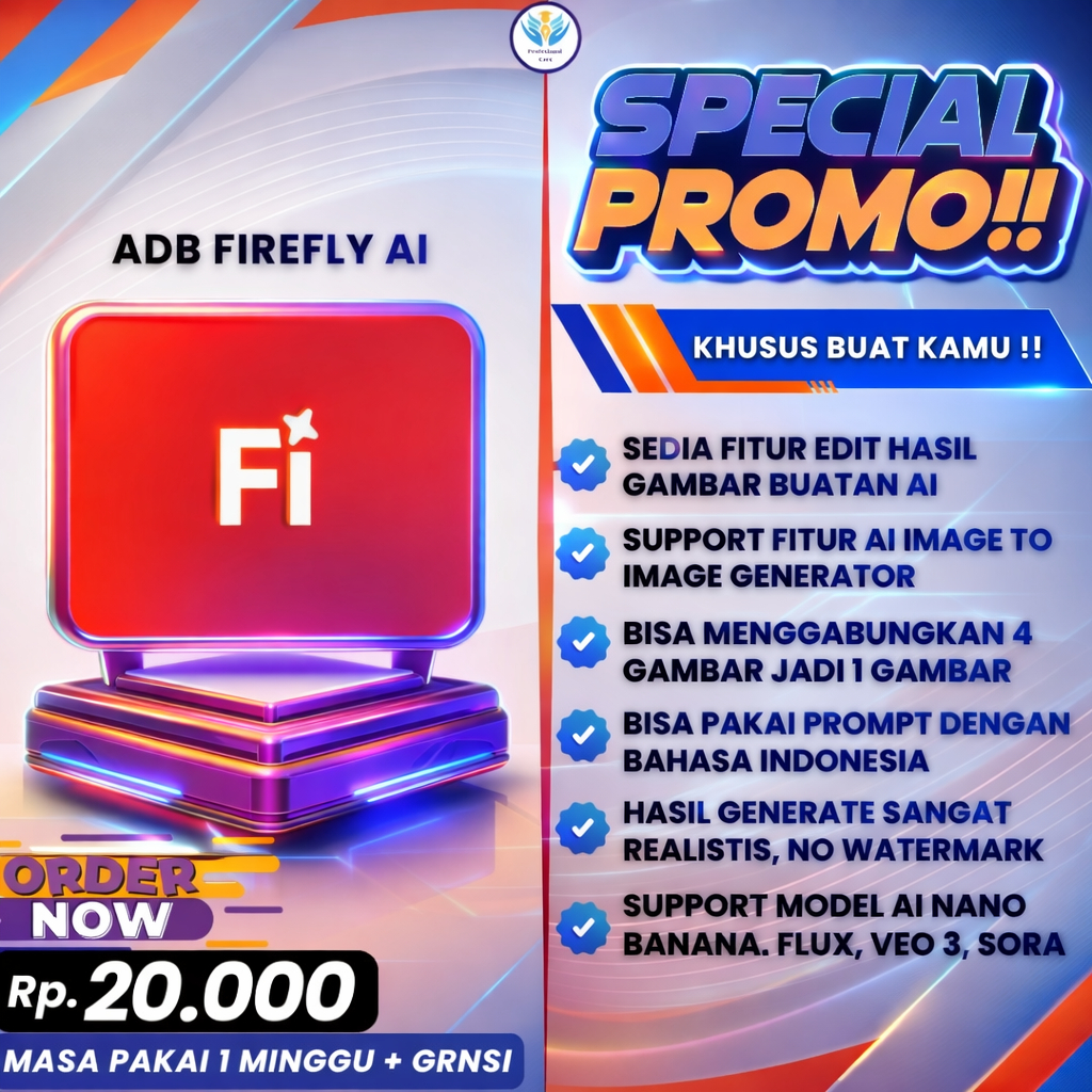 4000 Credit Generative Fill Adobe Firefly - Resmi - GRNSI
