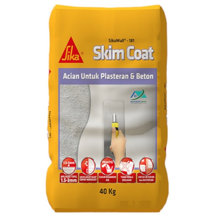 Sika wall 181 Skimcoat / Acian untuk plesteran dan beton 40 kg