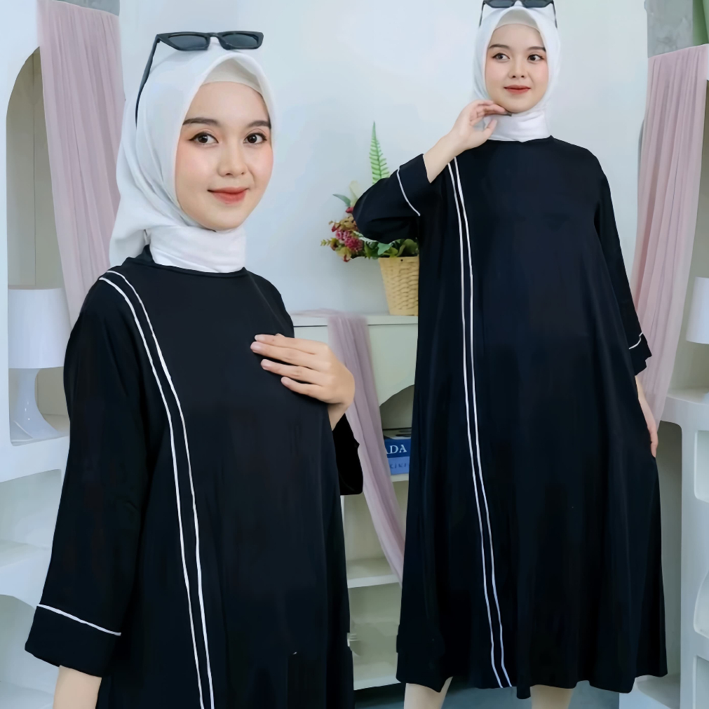 Daster Azizah Rayon Twill Premium Warna Beragam Lengan 3/4